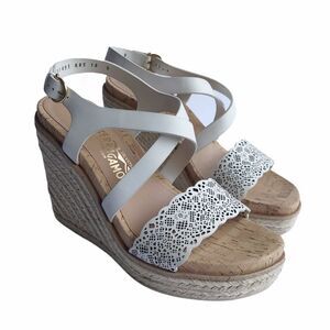 Ferragamo Gioela Wedges Espadrilles Size 40 Lait Rope Wrapped High Heel Sandals